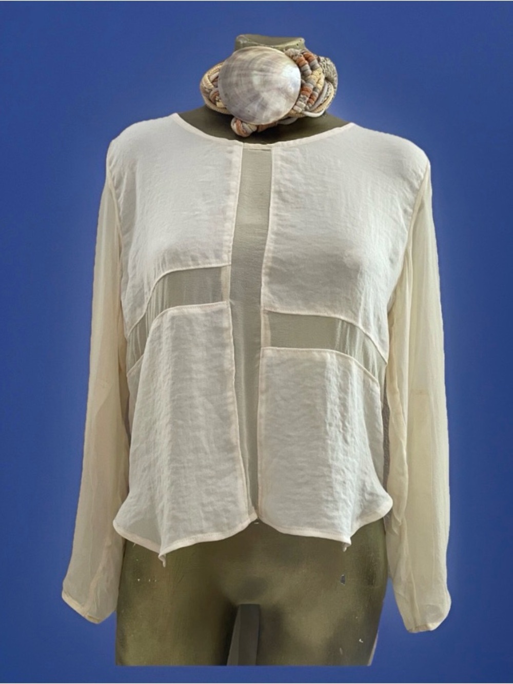 LINE & DOT Sheer Ivory NWT Tunic TOP Medium